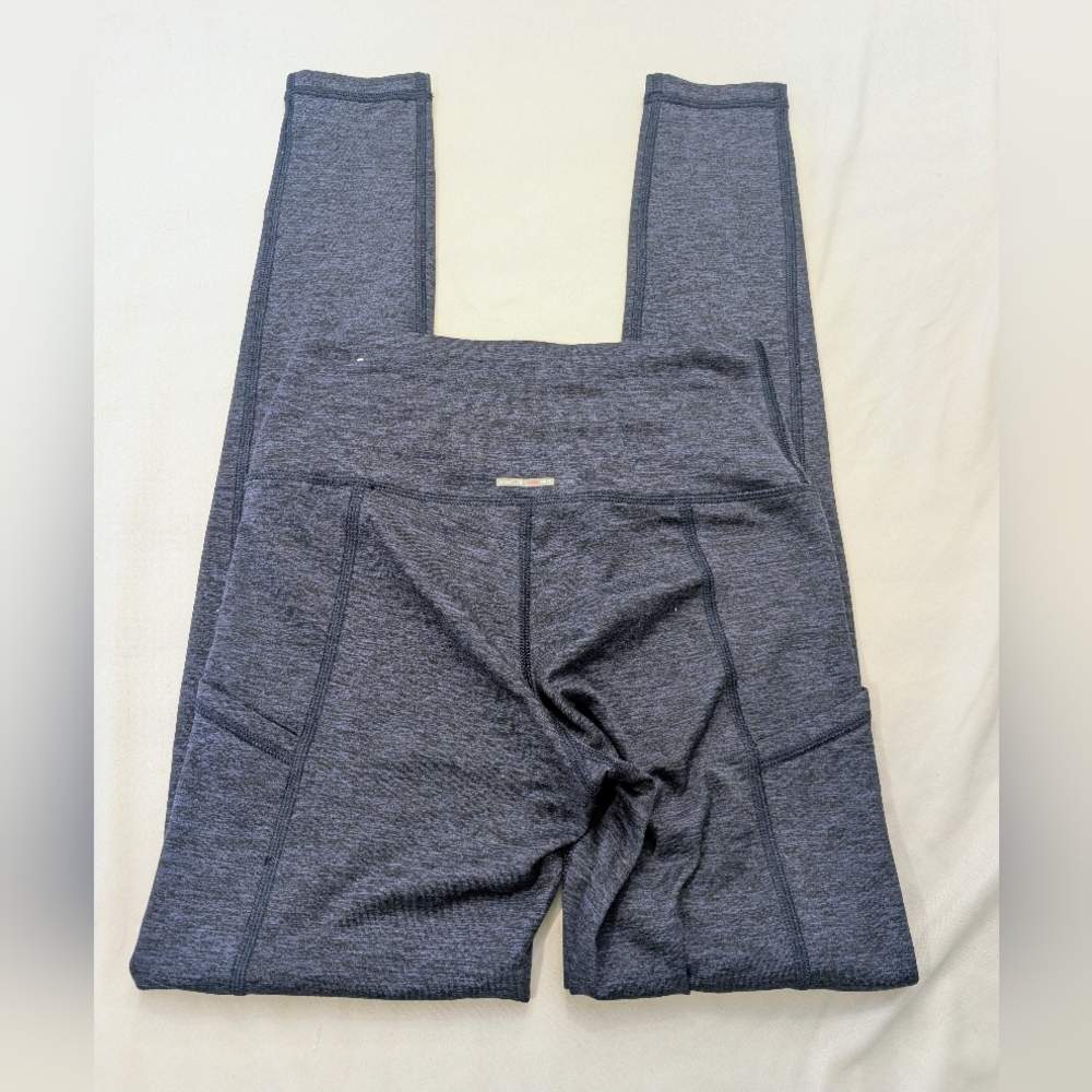 High-Waist Heathered Navy Blue Leggings